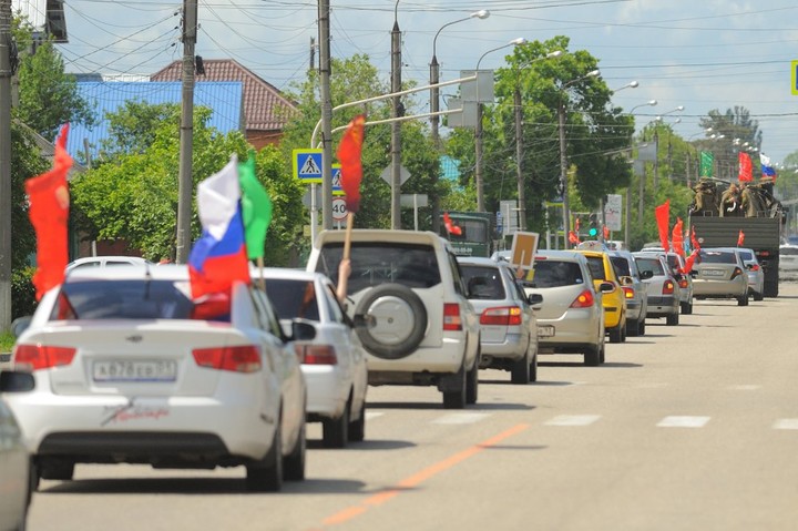 Тахтамукайский район принял автопробег, посвященный Дню Победы
