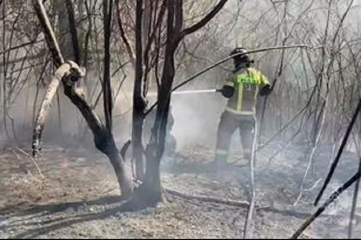 В пригороде Майкопа пожарные ликвидируют возгорание сухой травы